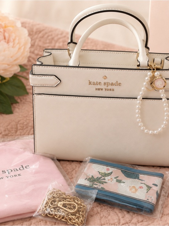 kate spade Handbags - kate spade Cream Leather Top-Handle Satchel with Pearl Charm